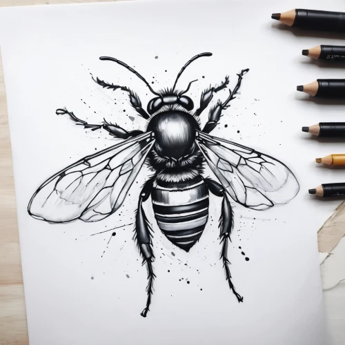 drawing bee,drone bee,pencil art,bee,giant bumblebee hover fly,gray sandy bee,bees,bumblebee fly,carpenter bee,wild bee,western honey bee,honey bee,pollinator,bumblebees,honeybee,silk bee,blue wooden bee,swarm of bees,bumble-bee,eastern wood-bee,Illustration,Paper based,Paper Based 20