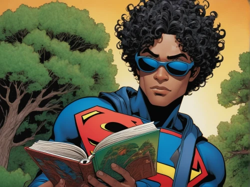librarian,afroamerican,afro-american,comic books,jheri curl,afro american,comic book bubble,superman,bookworm,comic book,afro american girls,reading magnifying glass,comic hero,read a book,marvel comics,super heroine,book glasses,reader,super man,readers,Illustration,American Style,American Style 01