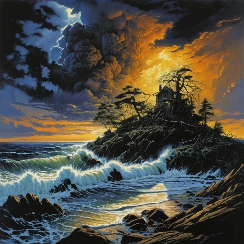 coastal landscape,rocky coast,sea landscape,beach landscape,landscape with sea,robert duncanson,an island far away landscape,sea storm,seascape,cliff coast,granite island,rocky beach,sea night,volcanic landscape,seascapes,night scene,cliffs ocean,stormy sea,coast sunset,high landscape,Conceptual Art,Daily,Daily 09