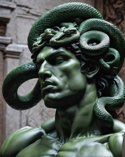 medusa gorgon,medusa,gorgon,asclepius,green snake,michelangelo,serpent,rod of asclepius,emperor snake,anahata,green dragon,green wreath,caduceus,raphael,neptune,malachite,poseidon god face,poseidon,laurel wreath,reptilian,Photography,Artistic Photography,Artistic Photography 06