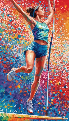 pole vault,pole vaulter,rope (rhythmic gymnastics),javelin throw,trampolining--equipment and supplies,hammer throw,hoop (rhythmic gymnastics),static trapeze,artistic gymnastics,skittles (sport),flying trapeze,pole climbing (gymnastic),olympic summer games,vault (gymnastics),ball (rhythmic gymnastics),rope jumping,trapeze,hurdle,majorette (dancer),shot put,Conceptual Art,Daily,Daily 31