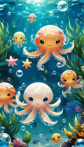 cephalopods,sea creatures,sea animals,cephalopod,sea-life,octopus vector graphic,underwater background,sea animal,aquatic animals,squid game card,undersea,under sea,fun octopus,marine invertebrates,squid game,aquarium inhabitants,deep sea,underwater world,squids,sealife,Illustration,Japanese style,Japanese Style 03