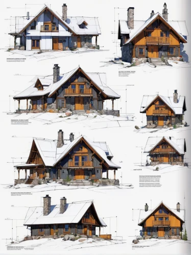 chalets,timber house,houses clipart,winter house,chalet,bucovina,wooden houses,wooden house,log home,house shape,mountain hut,mountain huts,half-timbered,swiss house,half-timbered house,wooden construction,snow house,traditional house,snow roof,serial houses,Conceptual Art,Oil color,Oil Color 07