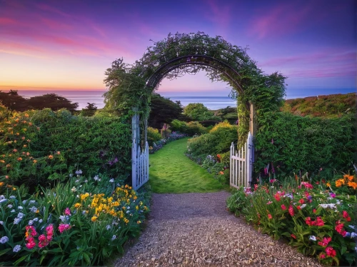 rose arch,cottage garden,garden door,summer border,secret garden of venus,new zealand,hobbiton,landscape designers sydney,flower garden,flower borders,fairy door,english garden,natural arch,to the garden,heaven gate,lilac arbor,garden fence,wreath of flowers,the threshold of the house,mackinac island,Art,Classical Oil Painting,Classical Oil Painting 11