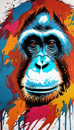 orangutan,gorilla,ape,primate,great apes,kong,orang utan,the monkey,monkeys band,primates,monkey,chimp,chimpanzee,vector illustration,vector graphic,gibbon 5,bonobo,vector art,war monkey,uakari,Art,Artistic Painting,Artistic Painting 42