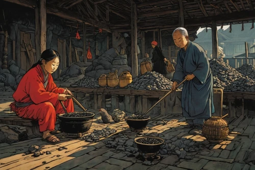 cool woodblock images,chinese art,monks,traditional chinese musical instruments,korean folk village,snake charmers,woodblock prints,oriental painting,traditional korean musical instruments,korean culture,offerings,junshan yinzhen,tea ceremony,yunnan,pu'er tea,khokhloma painting,anhui cuisine,luo han guo,hanok,ancient singing bowls,Illustration,Realistic Fantasy,Realistic Fantasy 04