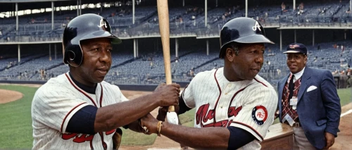 jackie robinson,13 august 1961,bonds,meeting on mound,baseball uniform,oddcouple,baseball players,batting helmet,cubans,color image,goats,american baseball player,batting glove,three kings,1965,1952,rods,1950s,shake hands,scoops,Conceptual Art,Sci-Fi,Sci-Fi 17