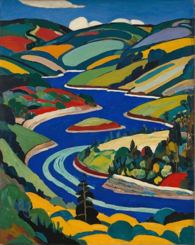 olle gill,river landscape,braque d'auvergne,1926,1925,gufufoss,brook landscape,1929,breton,1921,david bates,braque du bourbonnais,landscape,watercourse,george russell,meanders,farm landscape,meander,kistler,a river,Art,Artistic Painting,Artistic Painting 38