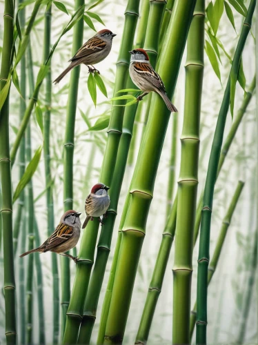 bamboo curtain,bamboo plants,bamboo forest,bamboo,birds on a branch,perched birds,birds on branch,hawaii bamboo,bamboo flute,bamboo frame,tropical birds,house finches,asian bird,sparrows family,group of birds,garden birds,reed warbler,sparrows,songbirds,small wading birds,Photography,Artistic Photography,Artistic Photography 03