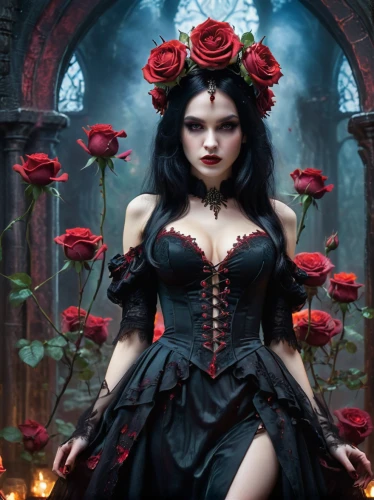 gothic fashion,gothic woman,black rose,gothic portrait,black rose hip,red roses,queen of hearts,red rose,gothic style,dark gothic mood,with roses,wild roses,rosebushes,scent of roses,goth woman,gothic dress,gothic,romantic rose,vampire woman,bleeding heart,Photography,General,Commercial