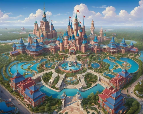 shanghai disney,the disneyland resort,disney castle,fairy tale castle,disneyland park,disneyland paris,tokyo disneyland,fantasy world,fantasy city,walt disney world,cinderella's castle,atlantis,disney world,disney land,disney-land,water castle,euro disney,sleeping beauty castle,fairytale castle,fairy world,Illustration,Realistic Fantasy,Realistic Fantasy 22