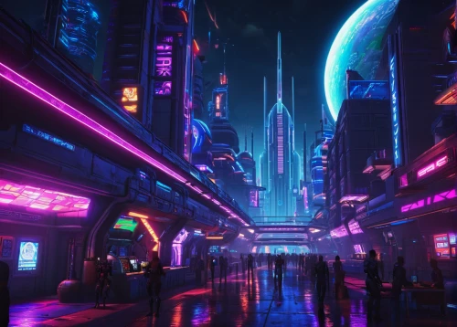 cyberpunk,futuristic landscape,fantasy city,shinjuku,futuristic,metropolis,tokyo city,scifi,tokyo,sci-fi,sci - fi,colorful city,shanghai,cityscape,neon arrows,neon lights,sci fi,harbour city,vapor,kowloon,Conceptual Art,Sci-Fi,Sci-Fi 26