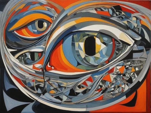 abstract eye,cubism,robot eye,escher,biomechanical,mirror of souls,oil painting on canvas,klaus rinke's time field,abstraction,eye,all seeing eye,oil on canvas,concentric,abstract artwork,abstract painting,facets,optician,meticulous painting,parabolic mirror,ellipses,Conceptual Art,Oil color,Oil Color 08