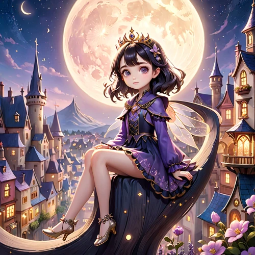 queen of the night,fairy tale character,fairy queen,fairy galaxy,luna,fantasy picture,moonlit night,moonlit,moon and star background,halloween witch,fairy tale icons,fantasy girl,witch,halloween background,acerola,fantasy portrait,starry sky,rosa 'the fairy,zodiac sign libra,gothic dress,Anime,Anime,General