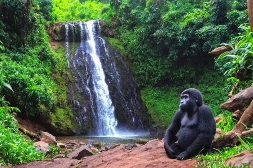 bonobo,uganda,conguillío national park,gorilla,kilimanjaro,tarzan,herman national park,cabaneros national park,tanzania,democratic republic of the congo,uakari,great apes,rwanda,iguassu,loro parque,congo,mayotte,common chimpanzee,tropical animals,kong,Art,Classical Oil Painting,Classical Oil Painting 04