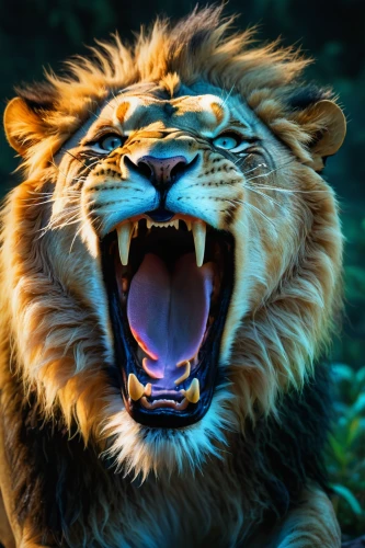 roaring,to roar,roar,panthera leo,king of the jungle,lion,lion - feline,forest king lion,african lion,male lion,lion head,snarling,skeezy lion,lioness,lion white,lion father,blue tiger,female lion,scar,two lion,Conceptual Art,Fantasy,Fantasy 18