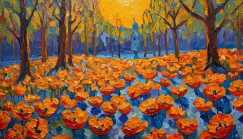 orange tulips,daffodil field,tulip field,tulip festival,tulips field,daffodils,tulip fields,wild tulips,tommie crocus,tulip festival ottawa,crocuses,yellow orange tulip,tulips,orange petals,crocus flowers,field of flowers,oil painting on canvas,oil on canvas,flower field,blooming field,Conceptual Art,Oil color,Oil Color 22