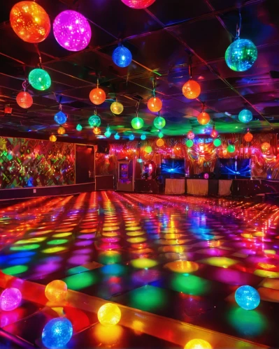 party lights,disco,nightclub,colored lights,party decoration,disco ball,party decorations,go-go dancing,rave,colorful light,prism ball,ufo interior,string lights,ball pit,roller skating,neon carnival brasil,dance club,ballroom,dance pad,clubbing,Illustration,Realistic Fantasy,Realistic Fantasy 38