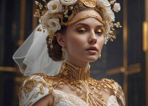 bridal,bride,bridal dress,bridal veil,bridal accessory,dead bride,golden weddings,bridal clothing,gold crown,the angel with the veronica veil,golden crown,bridal jewelry,diadem,headpiece,the carnival of venice,venetian mask,gold foil crown,headdress,mary-gold,wedding dress,Photography,General,Sci-Fi