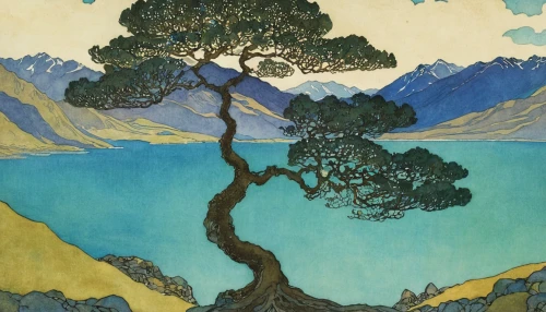 sognefjord,vincent van gough,hokka tree,olle gill,the japanese tree,fjord,edward lear,the branches of the tree,fjords,lysefjord,cool woodblock images,geirangerfjord,travel poster,pine-tree,rippon,coastal landscape,flourishing tree,nordland,lone tree,rosewood tree,Illustration,Retro,Retro 17