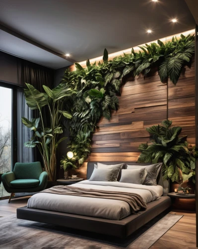 modern decor,canopy bed,room divider,house plants,tropical house,houseplant,great room,interior design,modern room,tropical greens,loft,bamboo curtain,exotic plants,hanging plants,contemporary decor,sleeping room,bamboo plants,tropical jungle,wooden wall,guest room,Photography,Artistic Photography,Artistic Photography 02