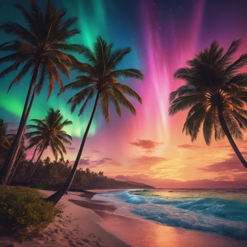 tropical floral background,colorful background,tropical beach,dream beach,hawaii,background colorful,tropics,coconut trees,watercolor palm trees,unicorn background,ocean background,tropical sea,full hd wallpaper,landscape background,colorful light,rainbow background,beach scenery,splendid colors,beach landscape,beautiful beach,Photography,General,Cinematic