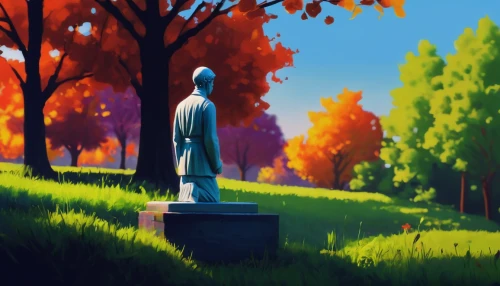 world digital painting,low poly,digital painting,low-poly,one autumn afternoon,autumn light,autumn icon,autumn background,autumn idyll,autumn scenery,sculpt,jizo,cemetary,forest cemetery,landscape background,light of autumn,resting place,study,the autumn,autumn landscape,Unique,3D,Toy