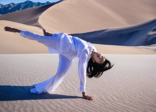 yogananda,dead vlei,girl on the dune,crescent dunes,taijiquan,cartwheel,girl upside down,white sands national monument,dance with canvases,admer dune,qi gong,white sands dunes,half lotus tree pose,great sand dunes,great dunes national park,levitation,capture desert,conceptual photography,yogananda guru,salt-flats,Illustration,Realistic Fantasy,Realistic Fantasy 05