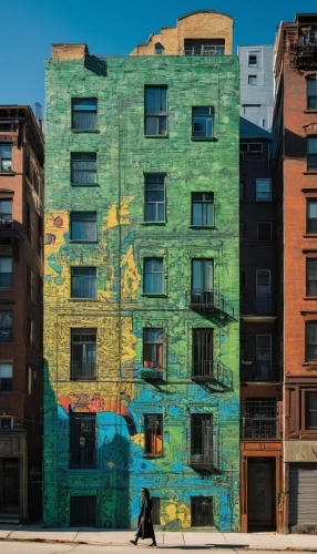 colorful facade,painted block wall,brooklyn street art,facade painting,urban art,mural,urban street art,painted wall,cubic house,color wall,streetart,public art,graffiti art,tenement,wall paint,yellow brick wall,street art,apartment house,house painting,apartment building,Conceptual Art,Graffiti Art,Graffiti Art 01