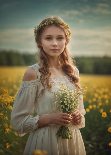 yellow rose background,girl in flowers,jessamine,beautiful girl with flowers,mystical portrait of a girl,celtic woman,girl picking flowers,romantic portrait,flower girl,yellow roses,flower background,golden flowers,faery,field of rapeseeds,dandelion field,yellow rose,field of flowers,rapeseed flowers,portrait photography,girl in a long dress,Photography,General,Cinematic