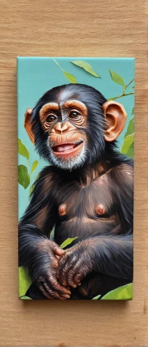 chimpanzee,bonobo,common chimpanzee,chimp,greeting card,tufted capuchin,macaque,crab-eating macaque,primates,note card,barbary monkey,primate,oil painting on canvas,wood board,capuchin,greetting card,white-fronted capuchin,greeting cards,glass painting,anthropomorphized animals,Illustration,Children,Children 02