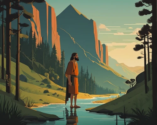 travel poster,nature and man,the spirit of the mountains,wilderness,nationalpark,hiker,free wilderness,digital nomads,mountain guide,wander,zion,game illustration,the wanderer,world digital painting,digital illustration,montana,wanderer,mountainlake,yosemite,sci fiction illustration,Illustration,Vector,Vector 05