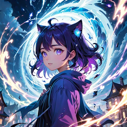 hinata,purple wallpaper,luna,nepeta,violet,fuki,ganai,indigo,uruburu,kitsune,acerola,purple background,ultraviolet,morgan,cg artwork,nine-tailed,ursa,constellation wolf,cheshire,devil,Anime,Anime,General