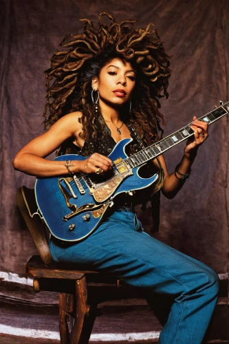 jazz guitarist,blues and jazz singer,woman playing,guitar player,guitarist,rhythm blues,guitar,lady rocks,ester williams-hollywood,african american woman,gibson,soulful,playing the guitar,electric guitar,mandolin,rastaman,black woman,acoustic-electric guitar,the guitar,musician,Illustration,American Style,American Style 07