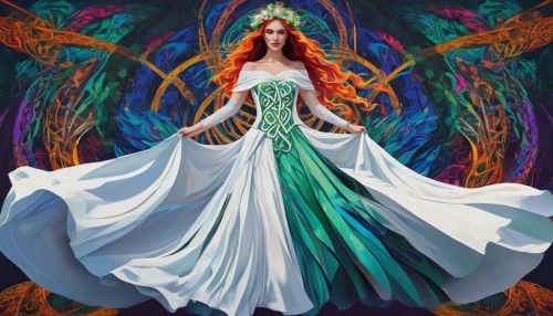 celtic woman,celtic queen,fairy queen,fairy peacock,the enchantress,faerie,sorceress,faery,fantasy art,dryad,virgo,merida,blue enchantress,the zodiac sign pisces,fantasy woman,the snow queen,firebird,priestess,ariel,green mermaid scale,Conceptual Art,Daily,Daily 21