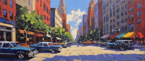 broadway at beach,street scene,colorful city,new york streets,harlem,chrysler fifth avenue,city scape,5th avenue,cityscape,street canyon,broadway,blue painting,painting technique,city corner,newyork,nyc,street fair,oil painting on canvas,greystreet,midtown,Photography,Fashion Photography,Fashion Photography 05
