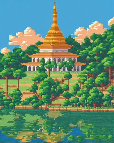 laos,myanmar,chiang mai,cambodia,hanoi,mekong,chiang rai,vietnam,pixel art,thai temple,phayao,dhammakaya pagoda,hall of supreme harmony,ayutthaya,pagoda,kampot,thai,angkor,bangkok,burma,Unique,Pixel,Pixel 01