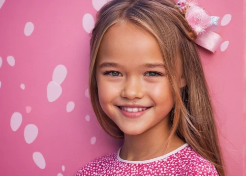 little girl in pink dress,little girl dresses,a girl's smile,pink ribbon,children's background,pink background,princess sofia,cosmetic dentistry,portrait background,young girl,children's photo shoot,child portrait,child model,portrait photography,child girl,pink bow,gingerbread girl,girl elephant,photographic background,polka dot dress,Illustration,American Style,American Style 11