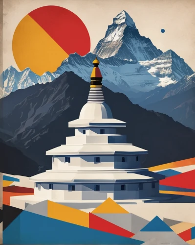 everest region,travel poster,bhutan,nepal,himalaya,annapurna,tibetan,tibet,everest,himalayan,himalayas,mount everest,stupa,kathmandu,potala palace,potala,lhasa,ama dablam,ladakh,nepali npr,Art,Artistic Painting,Artistic Painting 43