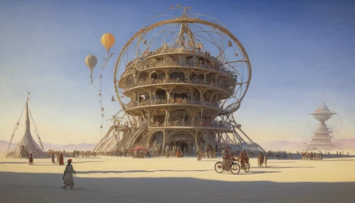 burning man,tower of babel,stilt houses,cube stilt houses,very large floating structure,panopticon,prejmer,round house,round hut,cellular tower,straw hut,futuristic architecture,stilt house,the globe,ancient city,caravanserai,winter festival,caravansary,musical dome,apiarium,Illustration,Retro,Retro 19