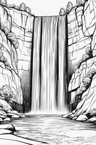 water fall,wasserfall,water falls,waterfall,a small waterfall,waterfalls,water flowing,falls,ash falls,water spring,water flow,chasm,brown waterfall,cry stone walls,water wall,bridal veil fall,water hole,stone fountain,falls of the cliff,water and stone,Illustration,Black and White,Black and White 04