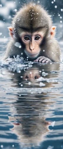 snow monkey,eskimo,ice fishing,arctic,barbary monkey,macaque,winter animals,the man in the water,gnome ice skating,north pole,mink,frozen water,ice,japan macaque,frozen lake,the snow queen,winter lake,world digital painting,winter background,sci fiction illustration,Photography,Artistic Photography,Artistic Photography 07