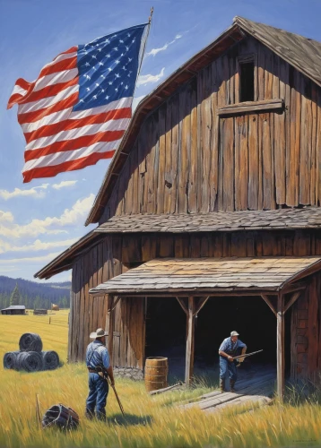 american frontier,the country,flag day (usa),americana,america,straw hut,country,field barn,patriot,usa old timer,usa,country style,quilt barn,american,john day,united states of america,united state,barns,patriotism,country-side,Illustration,Retro,Retro 14