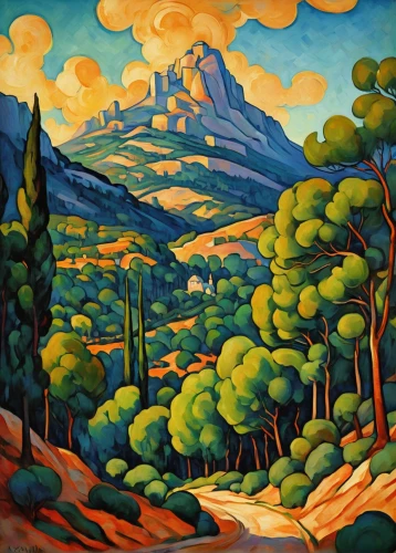 meteora,mountain scene,mountain landscape,popocatepetl,tuscan,santa fe,fire mountain,pena de bernal,yamnuska,arroyo,mountainous landscape,1925,1926,landscape,1929,mount vesuvius,panoramic landscape,khokhloma painting,volterra,yellow mountains,Conceptual Art,Fantasy,Fantasy 21