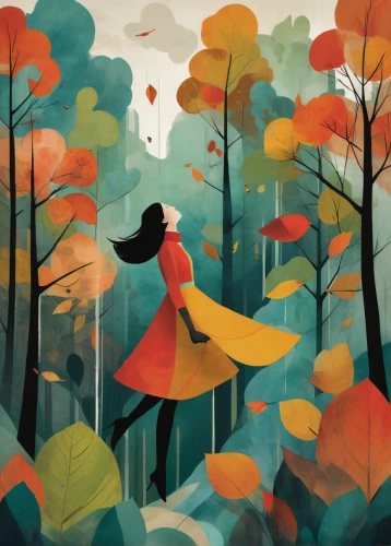falling on leaves,autumn walk,ballerina in the woods,autumn idyll,autumn background,throwing leaves,autumn day,autumn theme,autumn forest,the autumn,autumn,autumn icon,fall landscape,autumn landscape,little girl in wind,autumn leaves,autumn scenery,fall from the clouds,one autumn afternoon,fall,Illustration,Vector,Vector 08