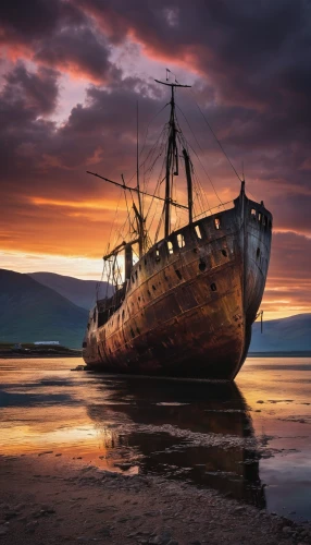 old wooden boat at sunrise,ship wreck,shipwreck,old ship,the wreck of the ship,viking ship,abandoned boat,orkney island,low tide,old boat,boat wreck,royal mail ship,rotten boat,viking ships,old ships,isle of mull,rusting,ghost ship,anchored,fishing trawler,Illustration,Black and White,Black and White 07