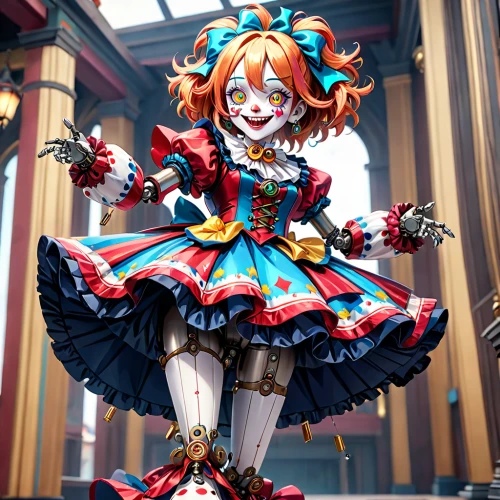 honoka,horror clown,marionette,scary clown,cloth doll,painter doll,zinnia,artist doll,doll's festival,creepy clown,circus stage,ram,clown,harajuku,masquerade,tumbling doll,vanessa (butterfly),harlequin,straw doll,mandarin sundae,Anime,Anime,General