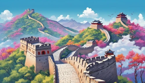 great wall,great wall wingle,great wall of china,chinese background,chinese clouds,summit castle,china,mulan,shanghai disney,wall,world digital painting,travel poster,city wall,nanjing,tower fall,huashan,bird kingdom,landscape background,cartoon video game background,castles,Illustration,Abstract Fantasy,Abstract Fantasy 13