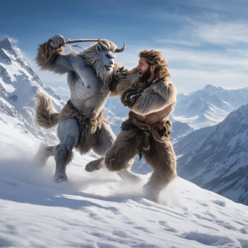 everest,hercules,the spirit of the mountains,mountaineer,barbarian,mammoth,mountain spirit,animals hunting,skijoring,landseer,digital compositing,hunting scene,tyrolean hound,norse,hercules winner,yeti,tarzan,glory of the snow,king kong,mongolian wrestling,Photography,General,Natural