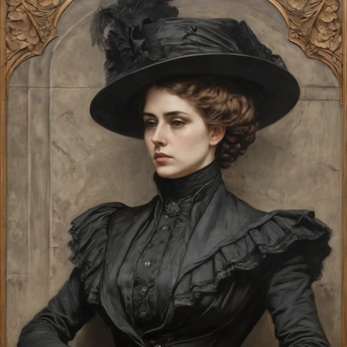 victorian lady,victorian fashion,gothic portrait,the hat of the woman,victorian style,black hat,ethel barrymore - female,portrait of a woman,woman's hat,vintage female portrait,the hat-female,the victorian era,suffragette,portrait of a girl,woman portrait,victorian,fantasy portrait,romantic portrait,artist portrait,women's hat,Conceptual Art,Fantasy,Fantasy 33